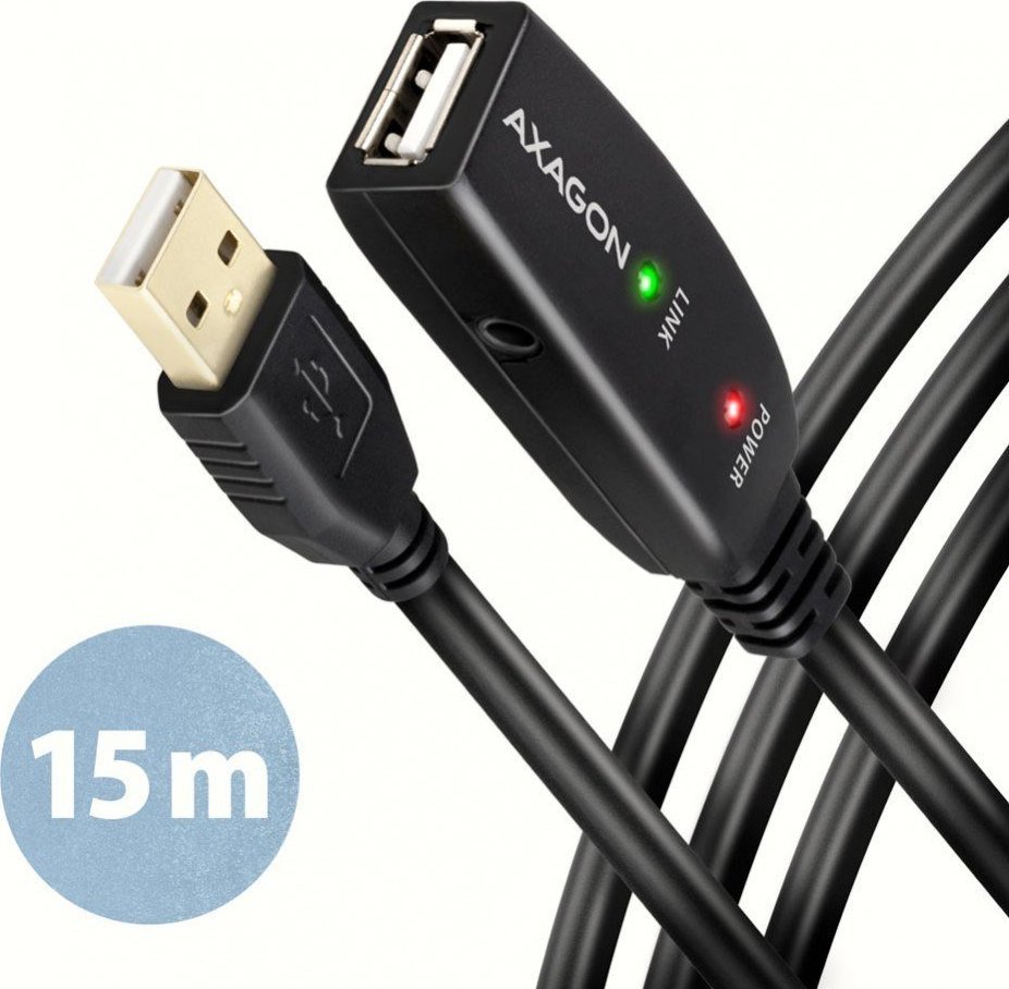 Kabel USB Axagon USB-A - USB-A 15 m Czarny (ADR-215)
