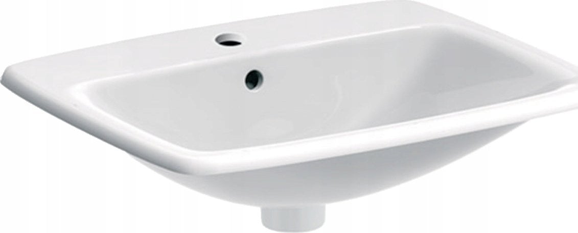 Umywalka Geberit Geberit Selnova Square Umywalka wpuszczana w blat, B55cm, H17cm, T45cm, z przelewem, z otworem na baterię [16]