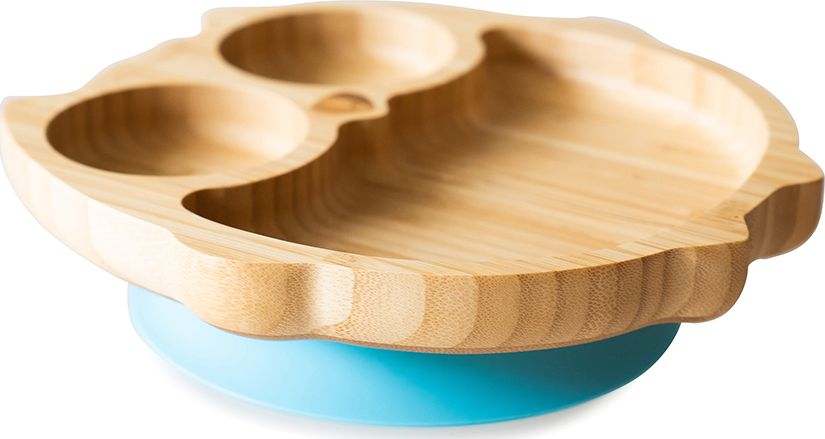 ECO RASCALS ECORASCALS Miseczka Bambusowa niebieska Sowa zprzyssawką