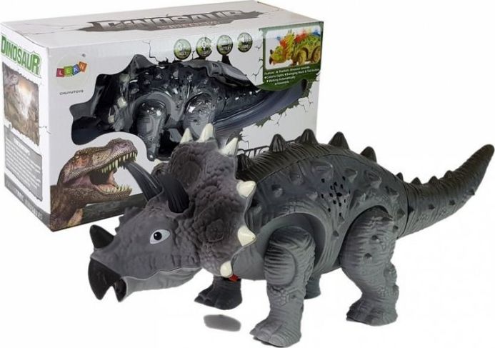 Figurka LeanToys Dinozaur na Baterie Triceratops Szary (7188)