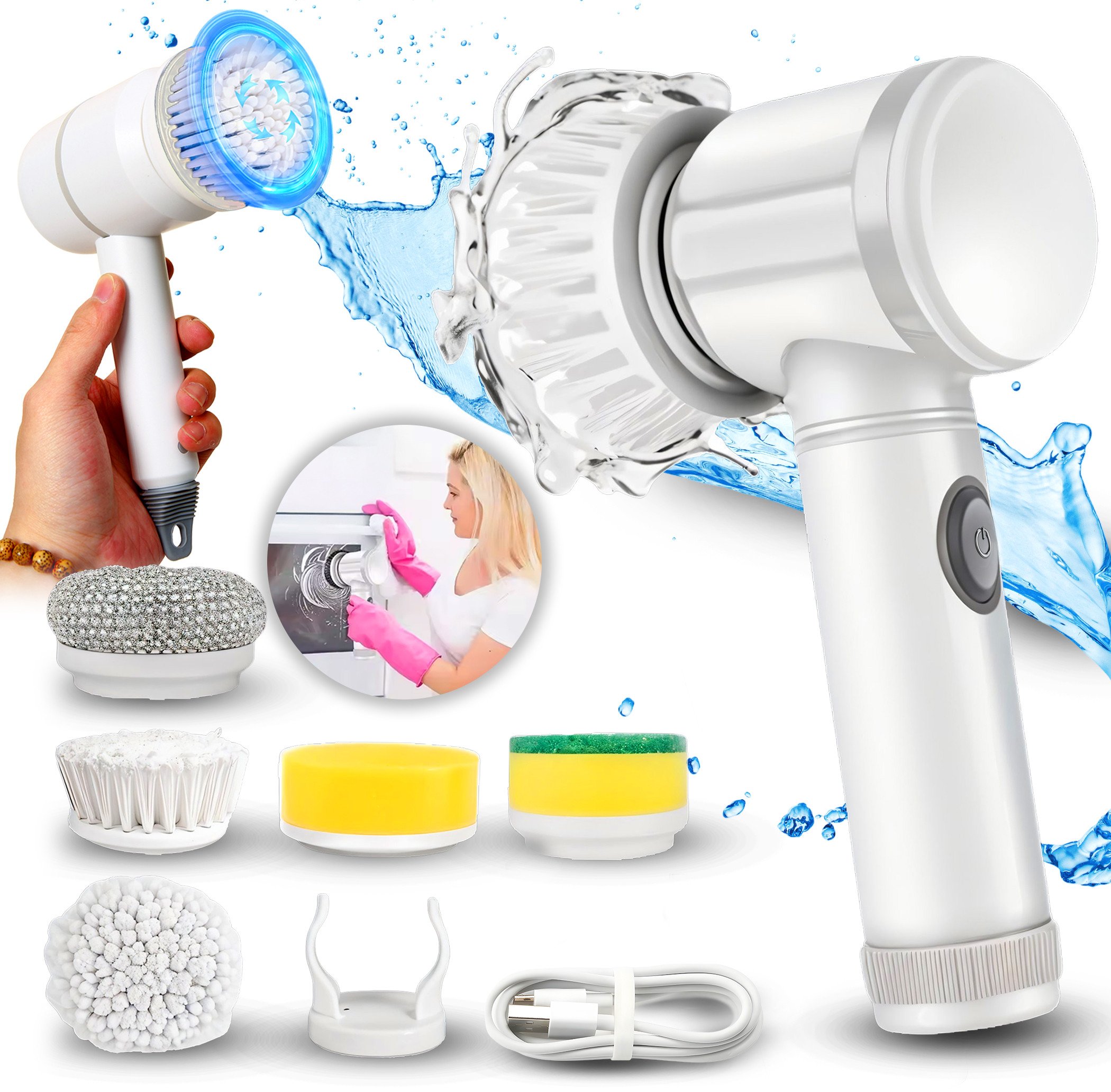 Bezprzewodowa elektryczna szczotka obrotowa Heckermann AJ-066 Mop ręczny 6w1