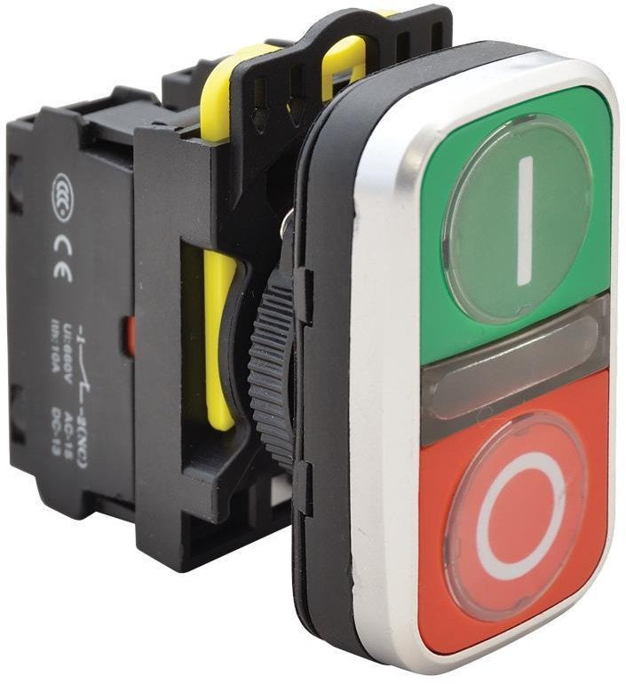 Przycisk podwójny Włącz-Wyłącz NYG3-DL1 LED 230V zielony + czerwony I-O