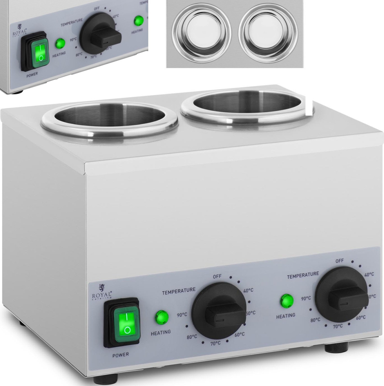 Royal Catering Podgrzewacz do butelek sosów na ciepło 2x 1L 40-90C 400W Podgrzewacz do butelek sosów na ciepło 2x 1L 40-90C 400W