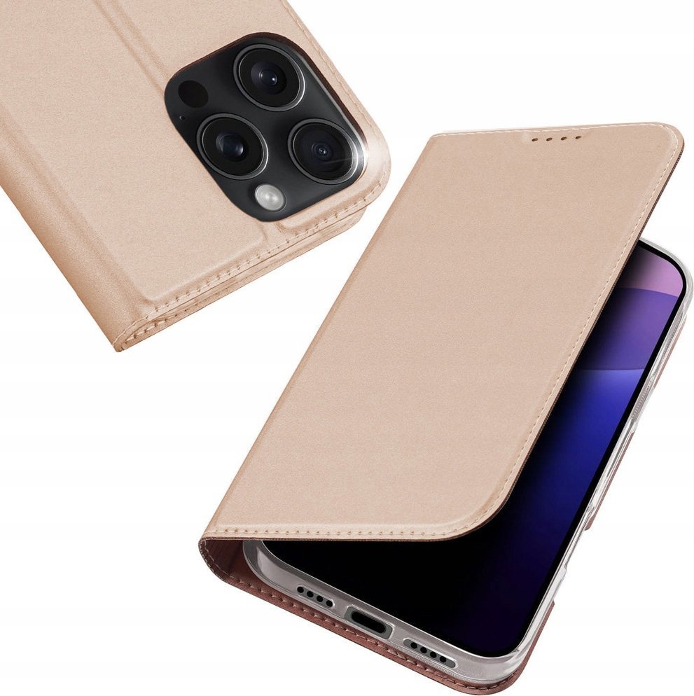 Dux Ducis Etui Skin Pro na iPhone 16 Pro Max z klapką i miejscem na kartę - różowe