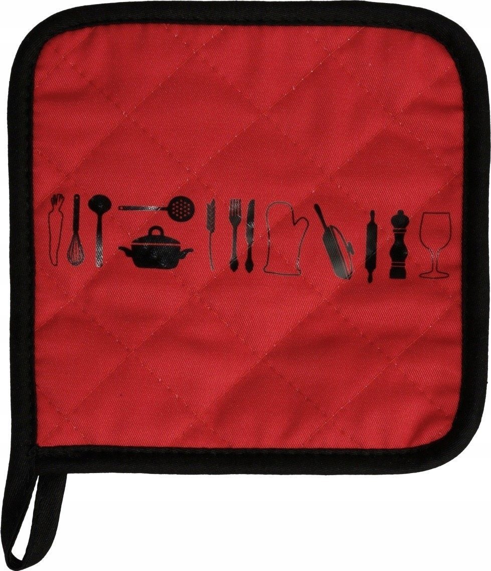 5five Podkładka pod gorące naczynia, 18 x 18 cm, bawełna, czerwono-czarna