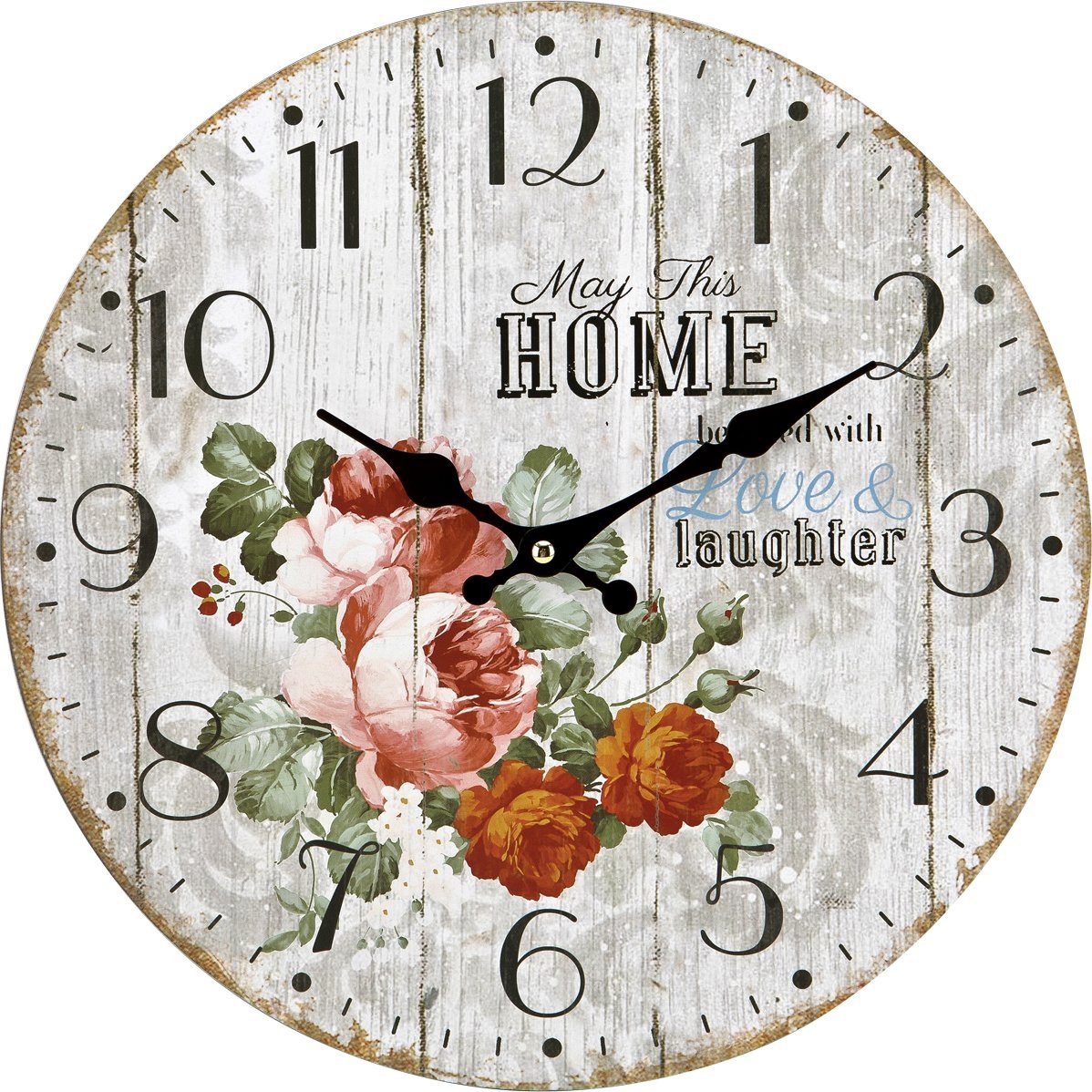 Art-Pol Zegar ścienny 34 cm z motywem kwiatów piwonii