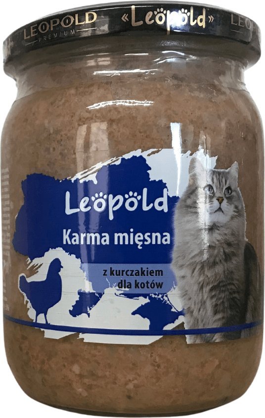 Triton Leopold Karma mięsna z kurczakiem dla kotów 500g (Słoik)
