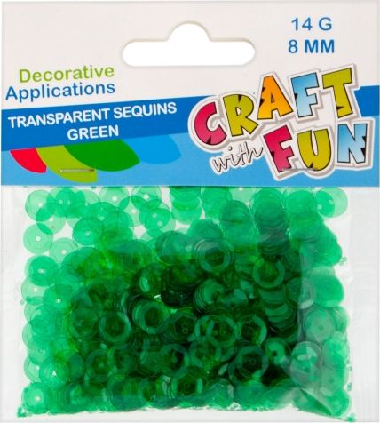 Craft with Fun CF CEKINY TRANSPARENT GUZIK 8MM ZIELONY 40/400