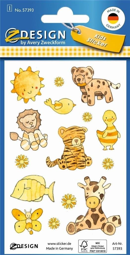 MD Creative Brokatowe naklejki - Żółte zwierzątka