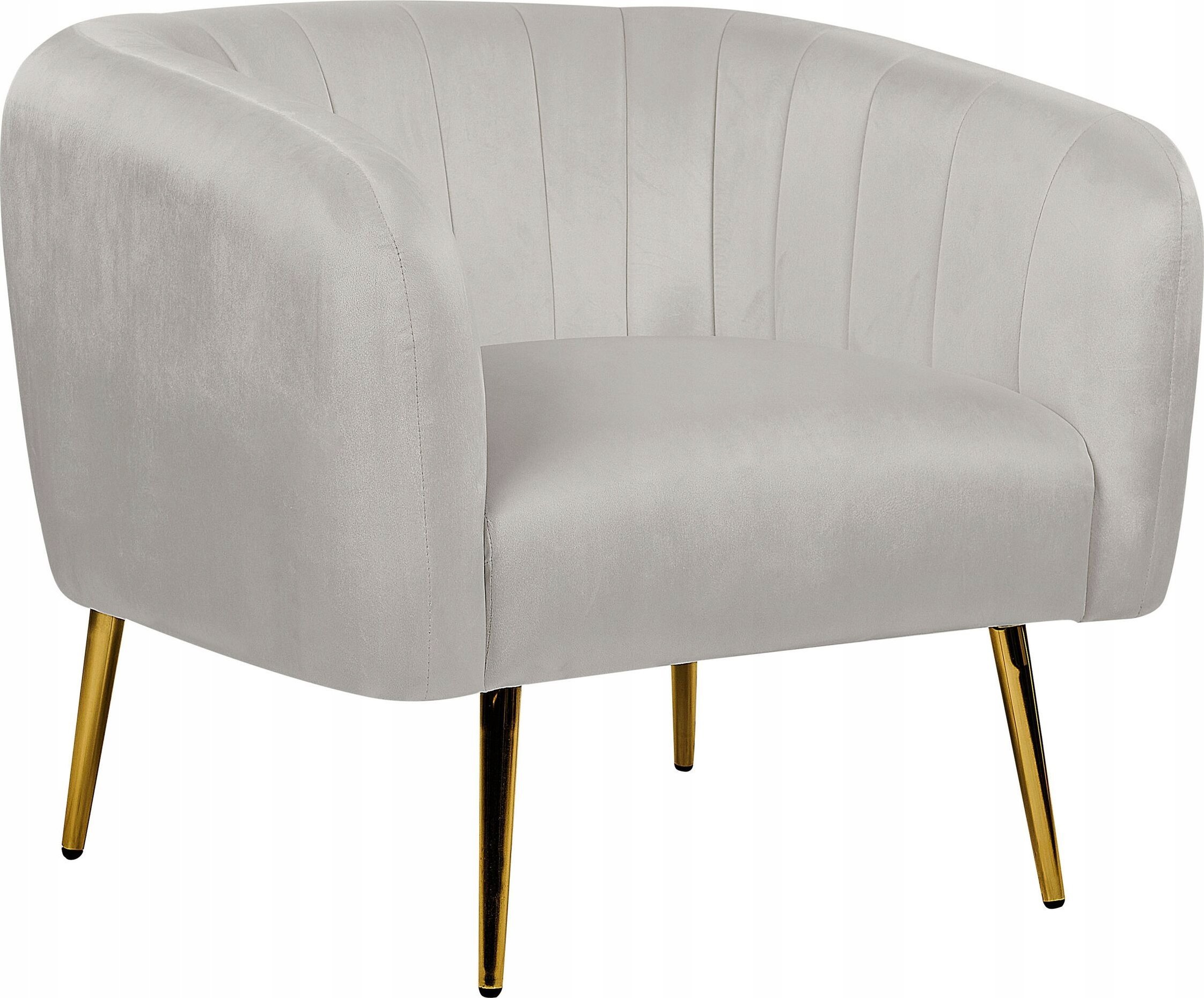 Beliani Welur Fotel Jasnoszary LACONIA