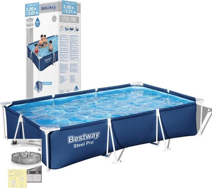 Basen stelażowy ogrodowy 300x201x66 Steel Pro z konstrukcją Bestway 56404