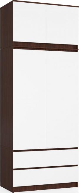 Fabryka Mebli Akord SZAFA Z NADSTAWKĄ S 90 cm 2 DRZWI 2 SZUFLADY WENGE / BIAŁA