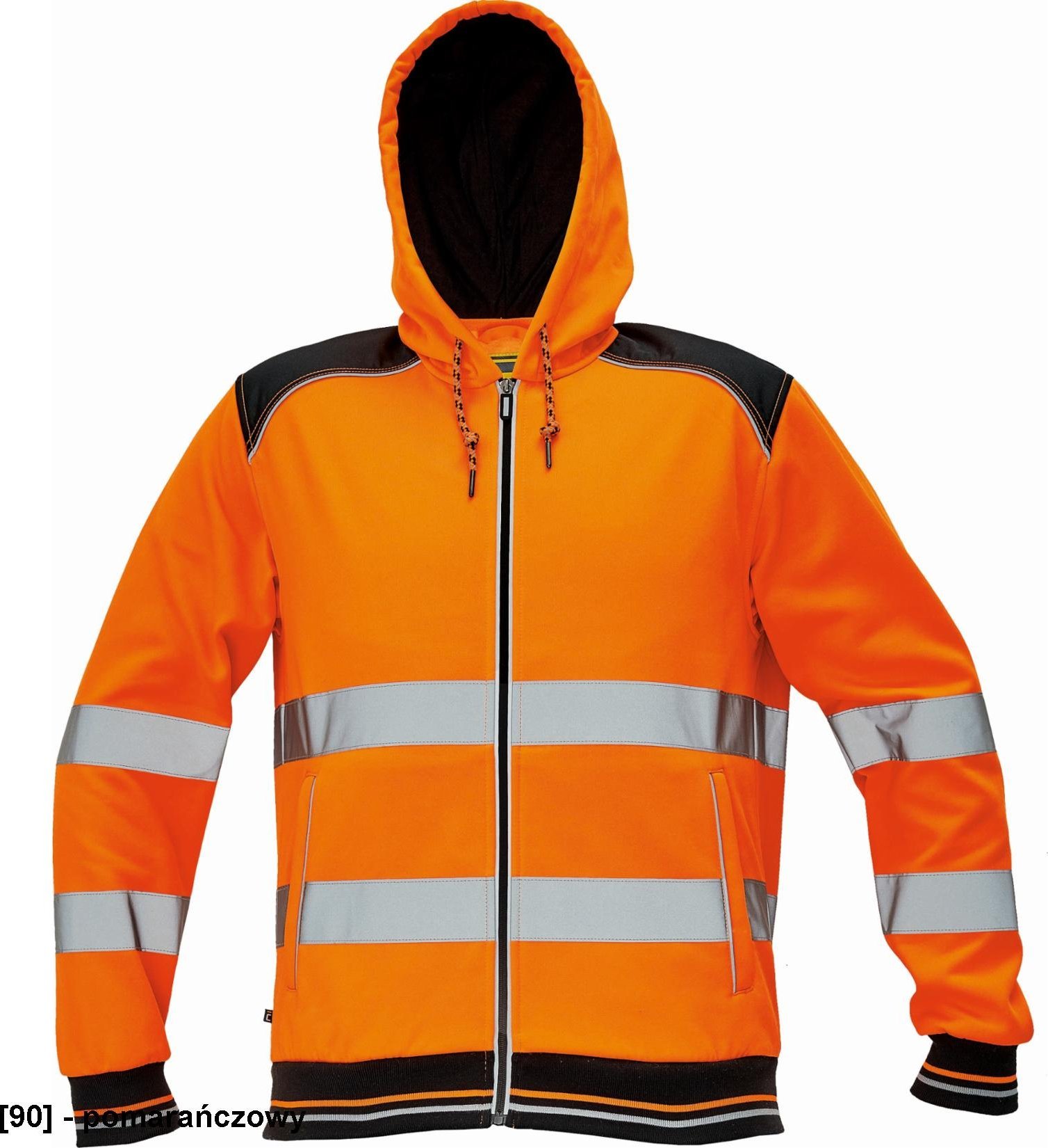 CERVA KNOXFIELD HI-VIS HOODIE - męska, zapinana na zamek bluza z kapturem w wersji hi-vis, mieszanka poliester i bawełna - pomarańczowy XS