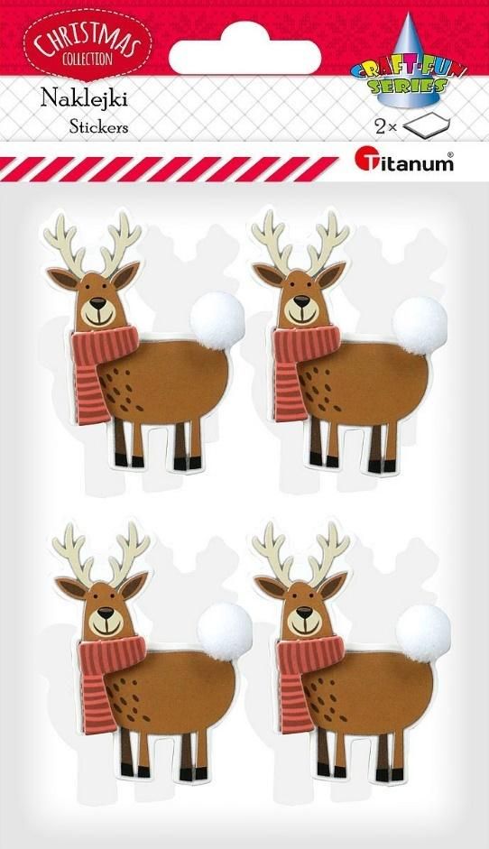 Titanum Naklejki papierowe 3D renifery 8szt
