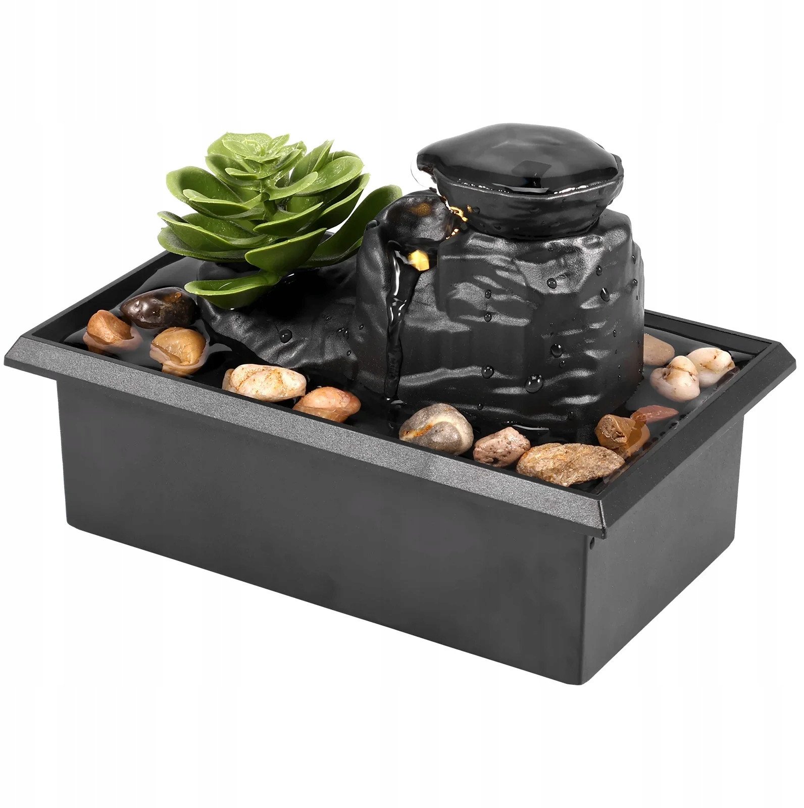 Fontanna DEKORACYJNA WODNA ZEN USB BATERIE na BIURKO Wewnętrzna USPOKAJA