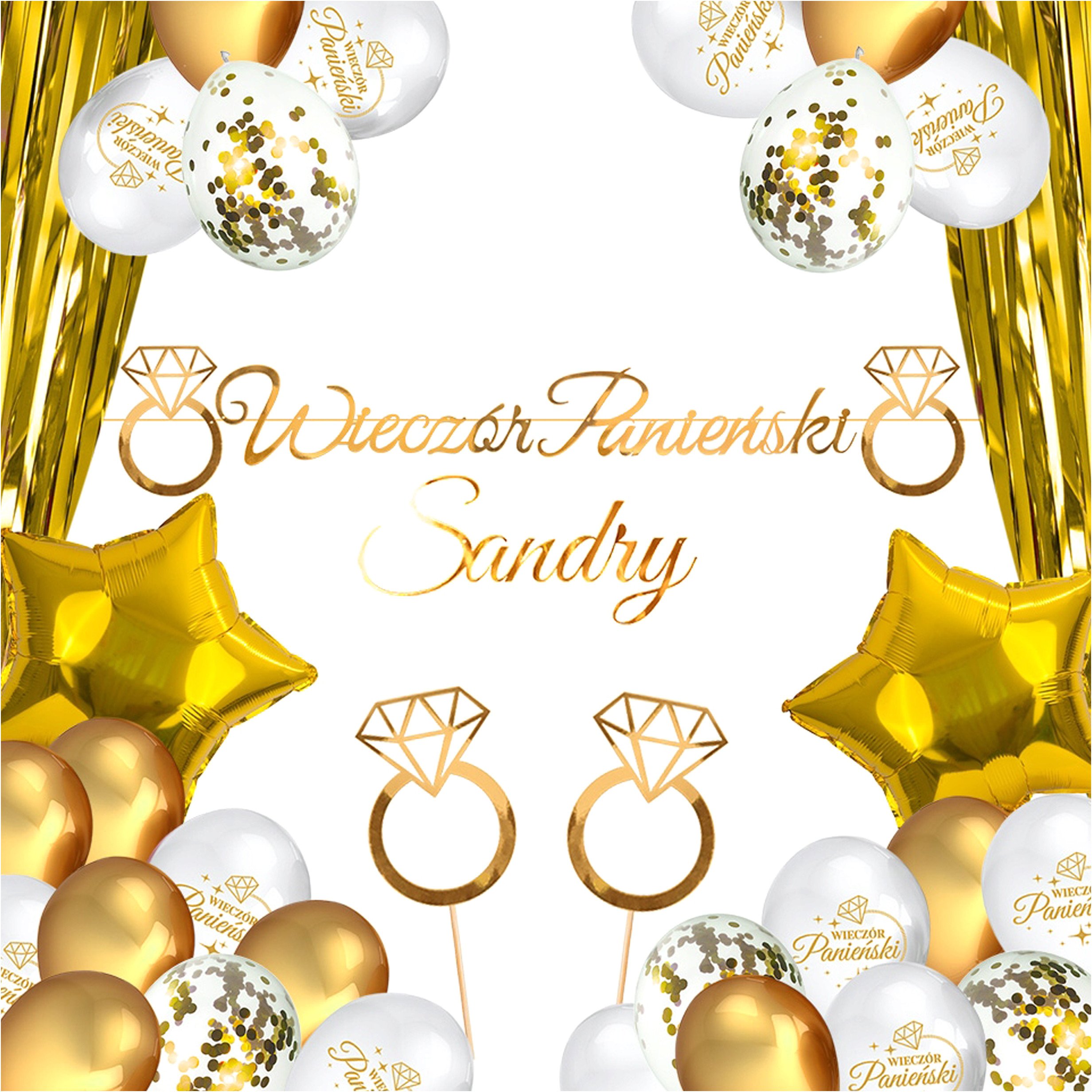 Zestaw Wieczór Panieński Kurtyna Baner Balony Złoto