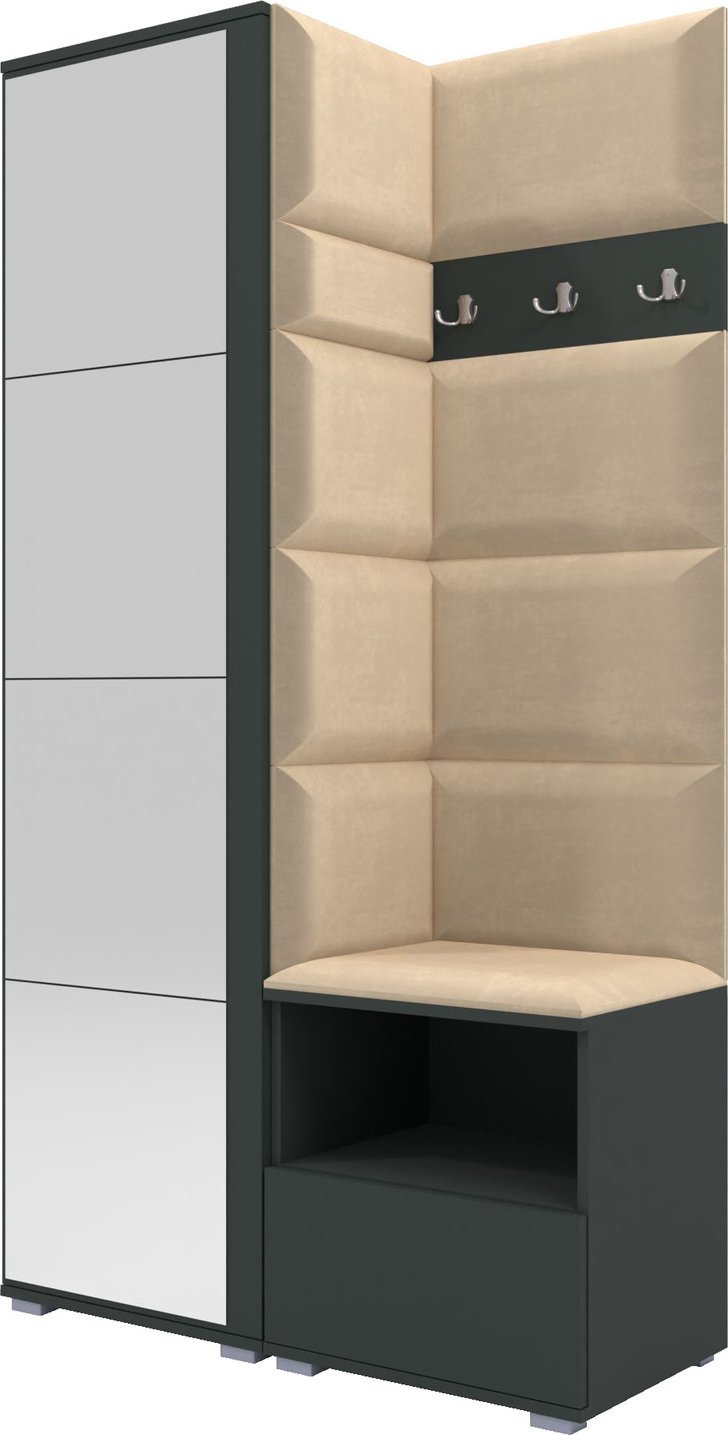 Ravio Tapicerowana garderoba Nela I z lustrem - kolor grafit + tkanina Trinity 04