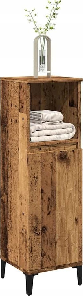 vidaXL Szafka łazienkowa, stare drewno, 30x30x100 cm
