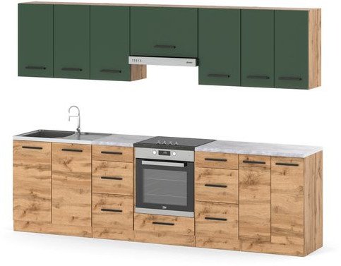Kuchnia Modułowa Piekarnik Z Blatem Duża 2.8m Wotan Butelkowa Zieleń Wotan