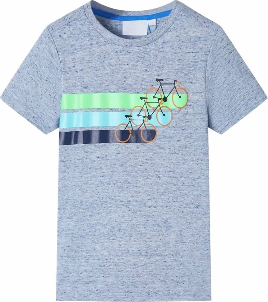 vidaXL Koszulka dziecięca z krótkimi rękawami, niebieski melanż, 140