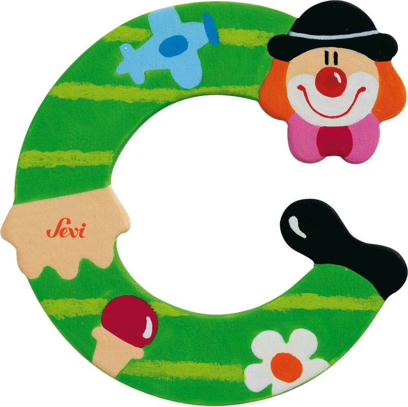 Sevi Drewniana literka C, Klaun (81739)