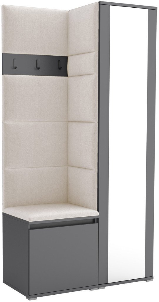 Tapicerowana garderoba Noris VI z lustrem - antracyt + tkanina Trinity 01