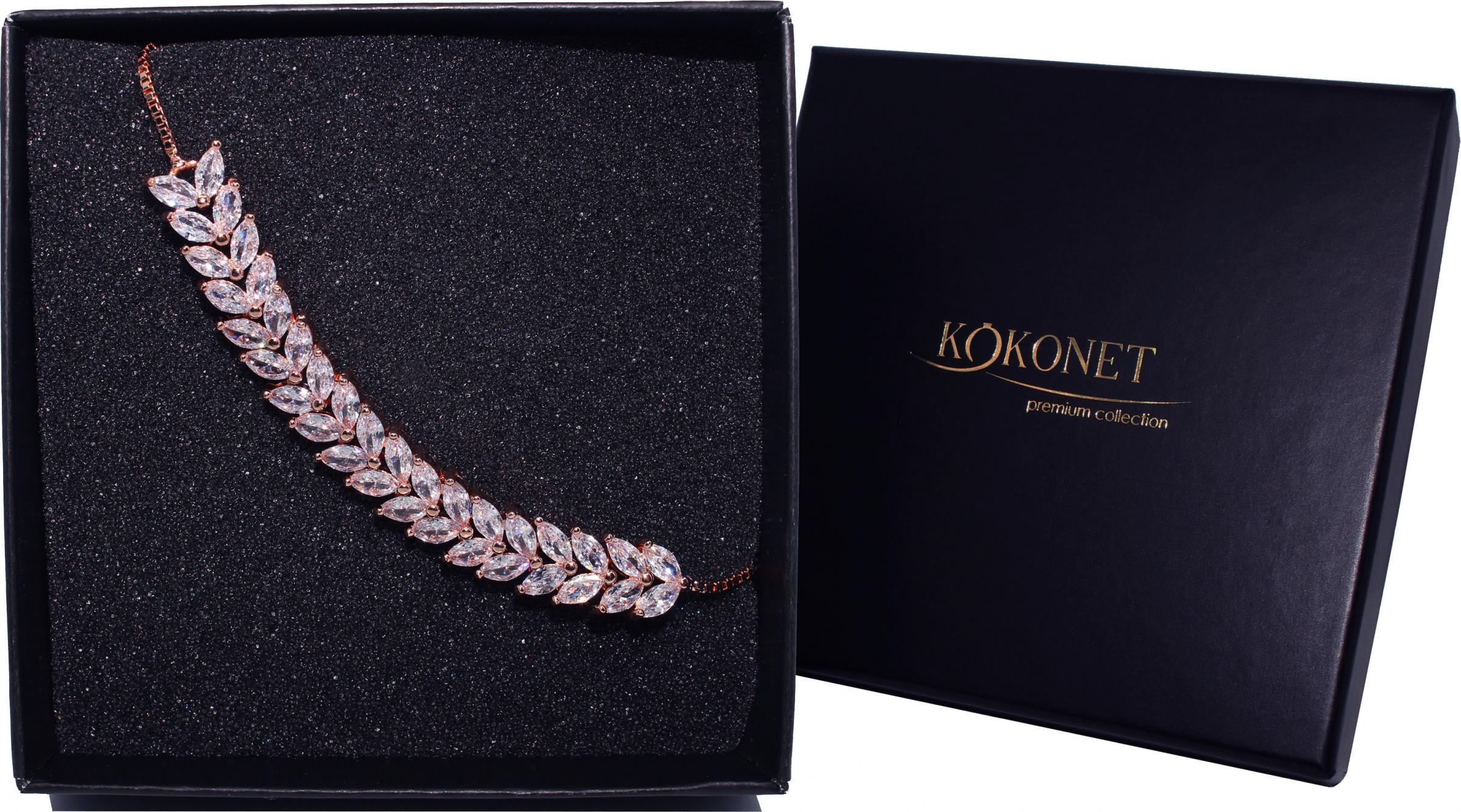 KOKONET Bransoletka ślubna regulowana ROSE ZŁOTO cyrkonie