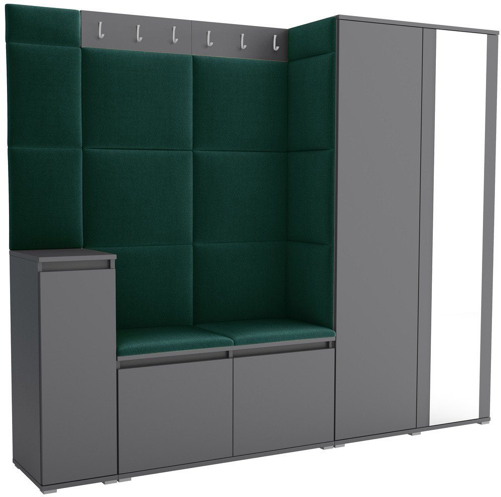 Tapicerowana garderoba Noris VIII z lustrem - kolor antracyt + tkanina Trinity 28