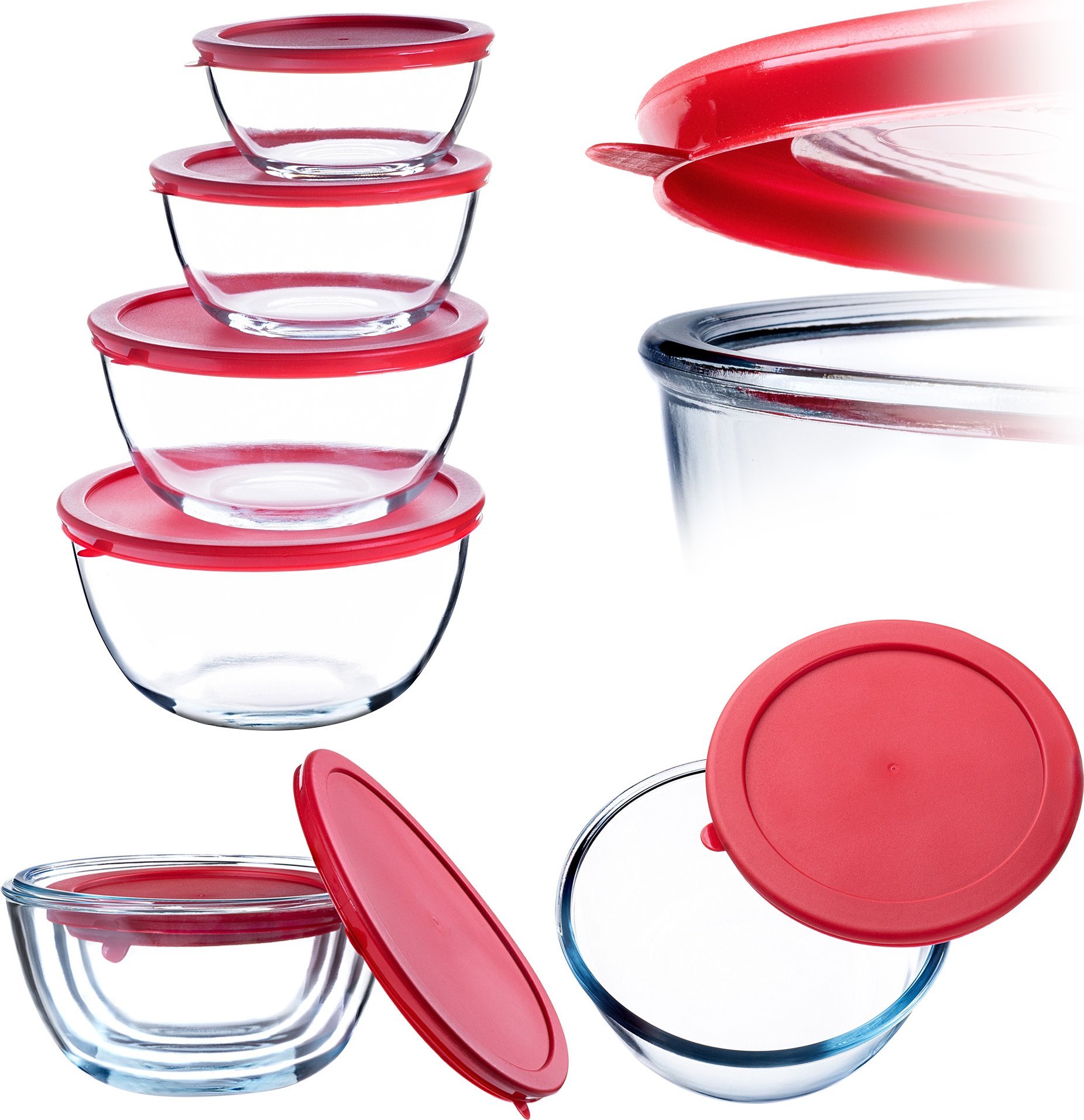 Kadax KADAX Zestaw szklanych misek: 0.5L, 1L, 1.5L, 2L K