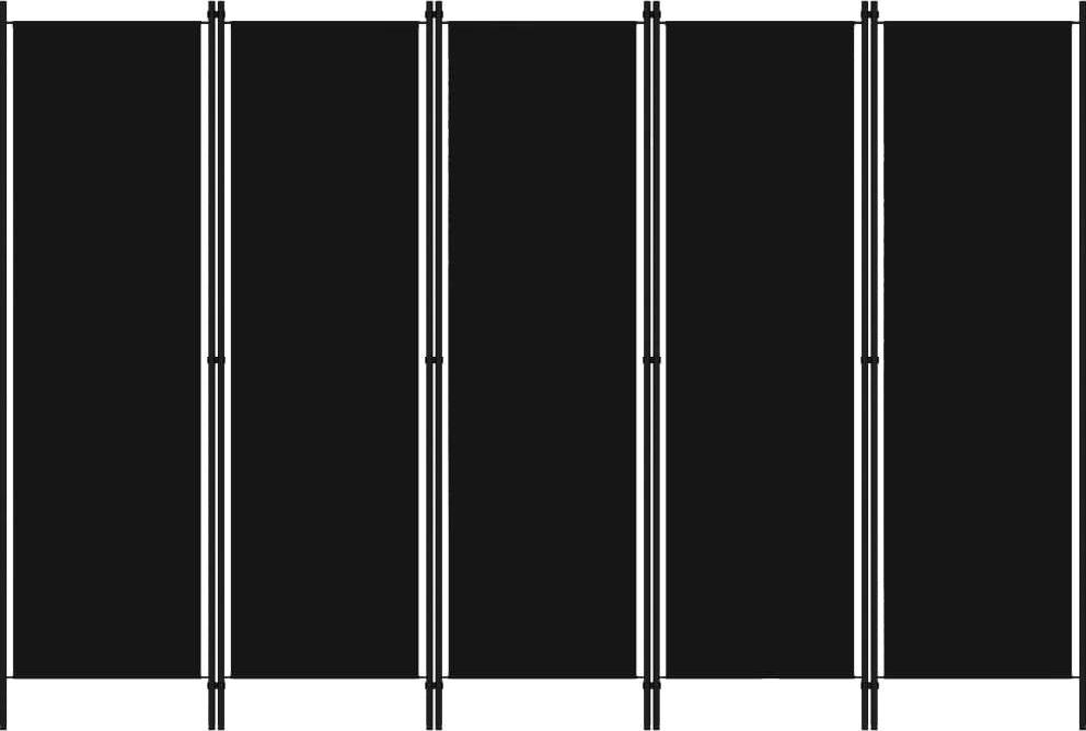 vidaXL Parawan 5-panelowy, czarny, 250 x 180 cm