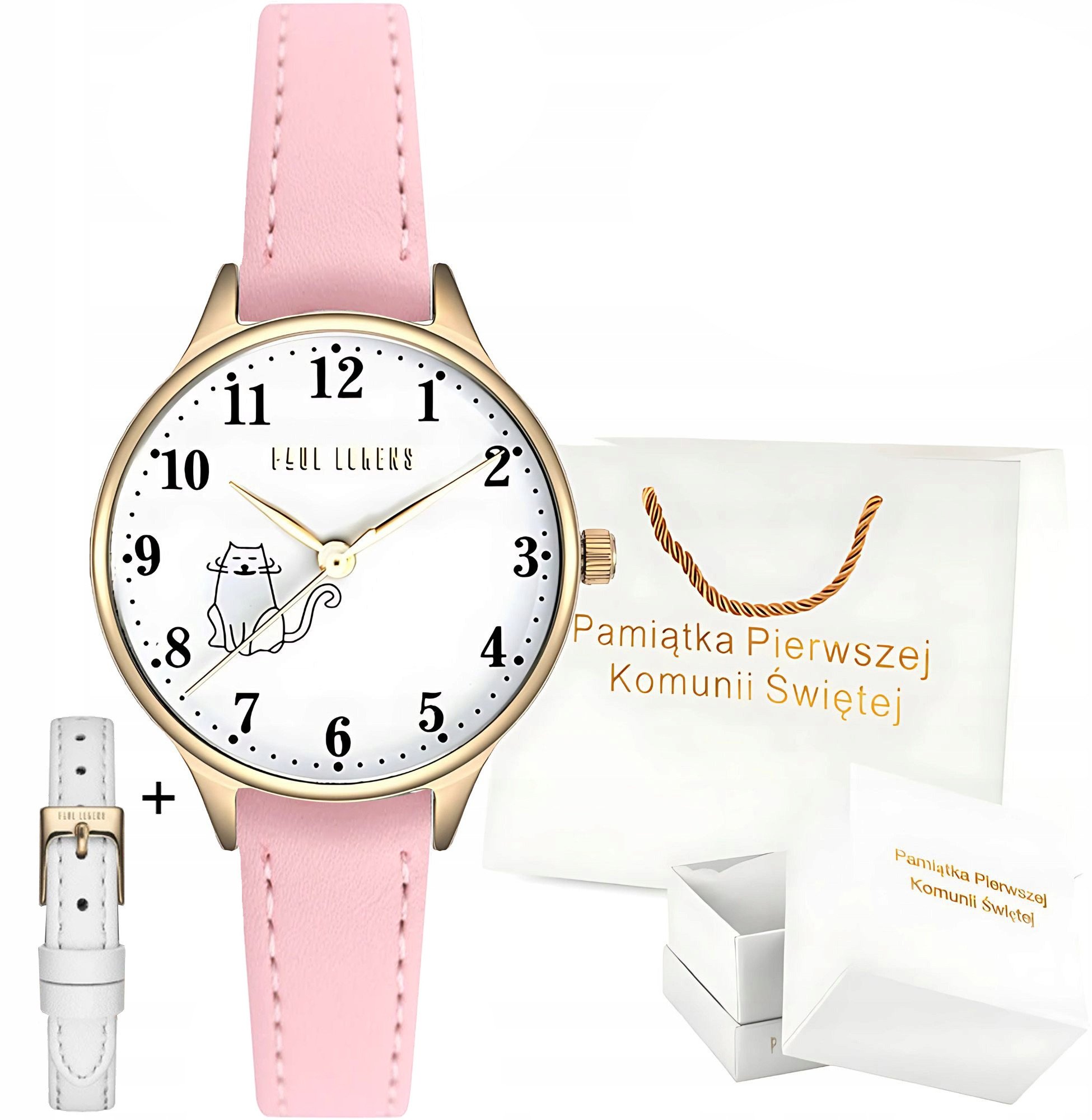 Zegarek dziecięcy Paul Lorens - CATH - komunia + różowy pasek