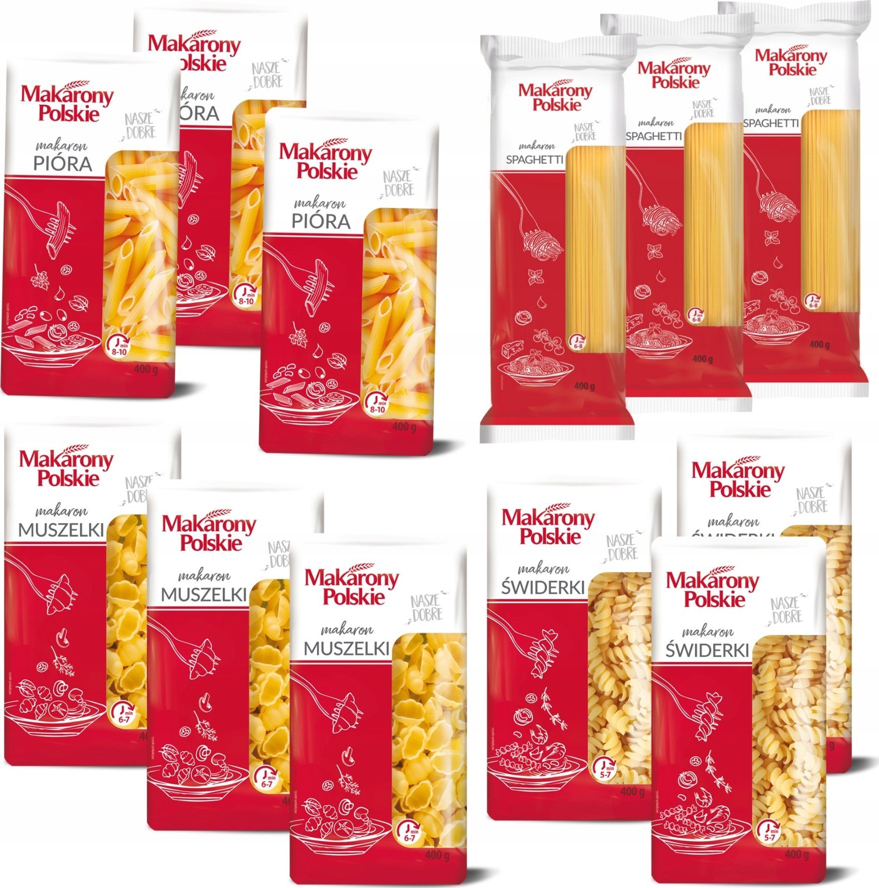 Makarony Polskie Mix Makaronów 4 rodzaje 400 g x 12 sztuk