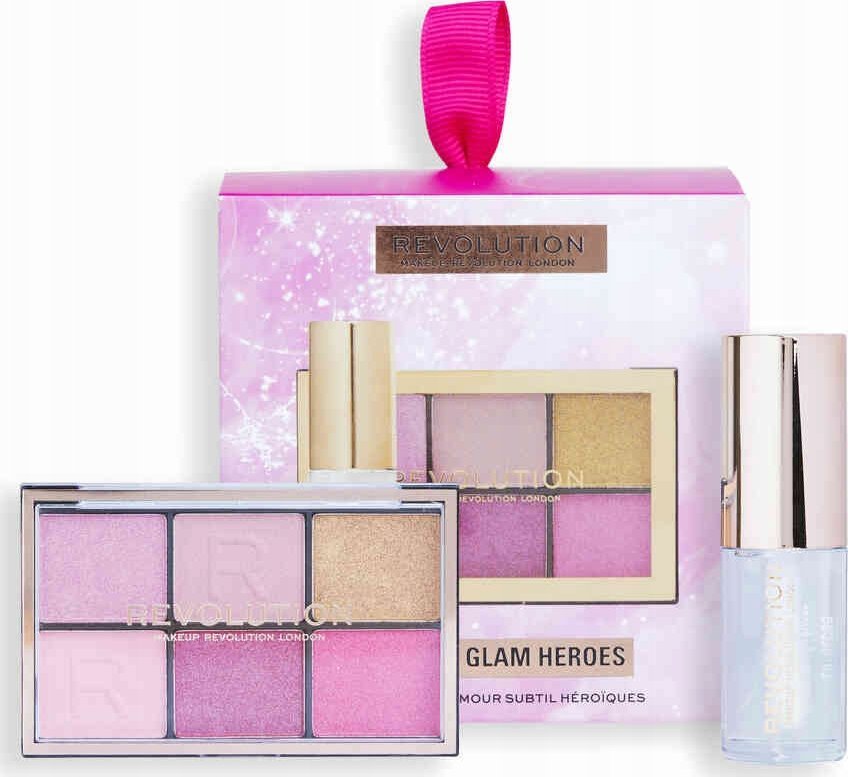 Makeup Revolution Mini Soft Glam Heroes Set Makeup Revolution: Reloaded, Eyeshadow Palette, HeartBreaker, 6 Shades, 4.2 g *Miniature + Pout Bom, Vegan