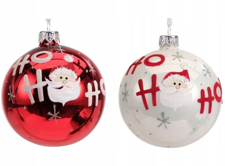 Bombka choinkowa szklana 8 cm czerwona biała połyskująca 1 szt.