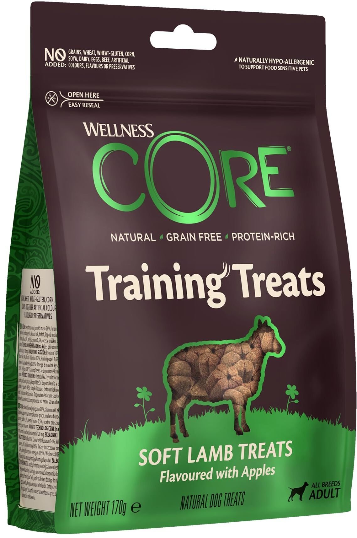 Core Training Treats, przysmak, dla psów dorosłych, jagnięcina i jabłko, 170g
