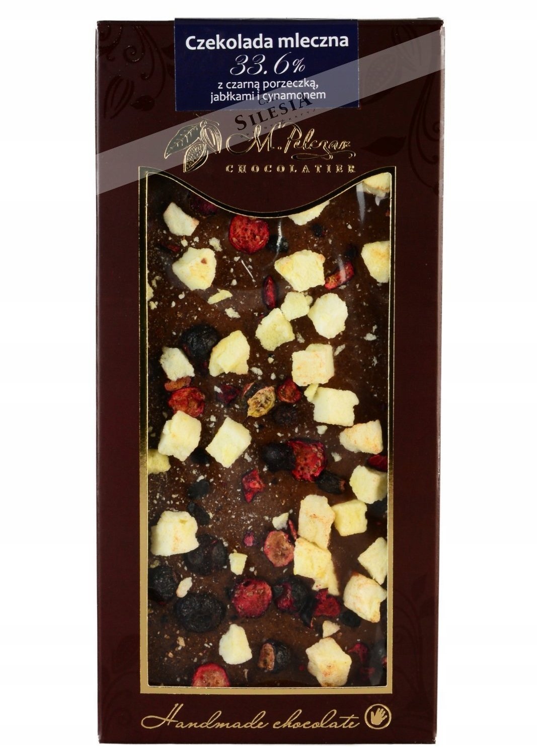 M.Pelczar Chocolatier Czekolada Świąteczna mleczna z czarną porzeczką, cynamonem i jabłkami 85g