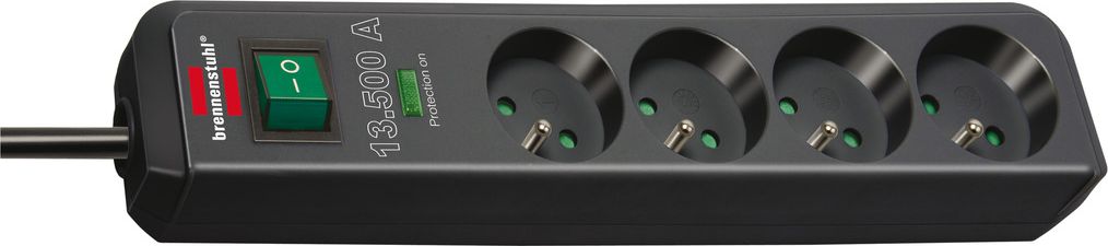 Listwa zasilająca Brennenstuhl Eco-Line przeciwprzepięciowa 4 gniazda 1.5 m czarna (1412000000)