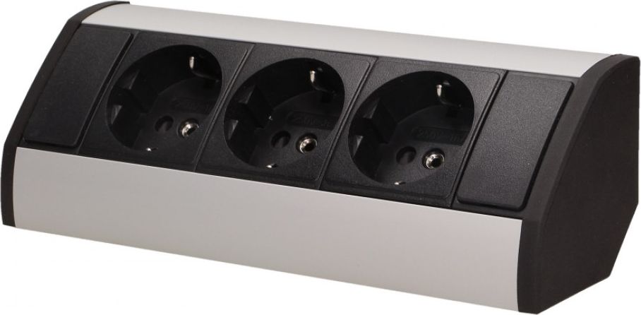 Orno Gniazdo meblowe 3x2P+Z, schuko, czarno-srebrne