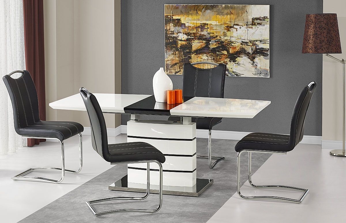 Elior Stół rozkładany Nordes - biało czarny