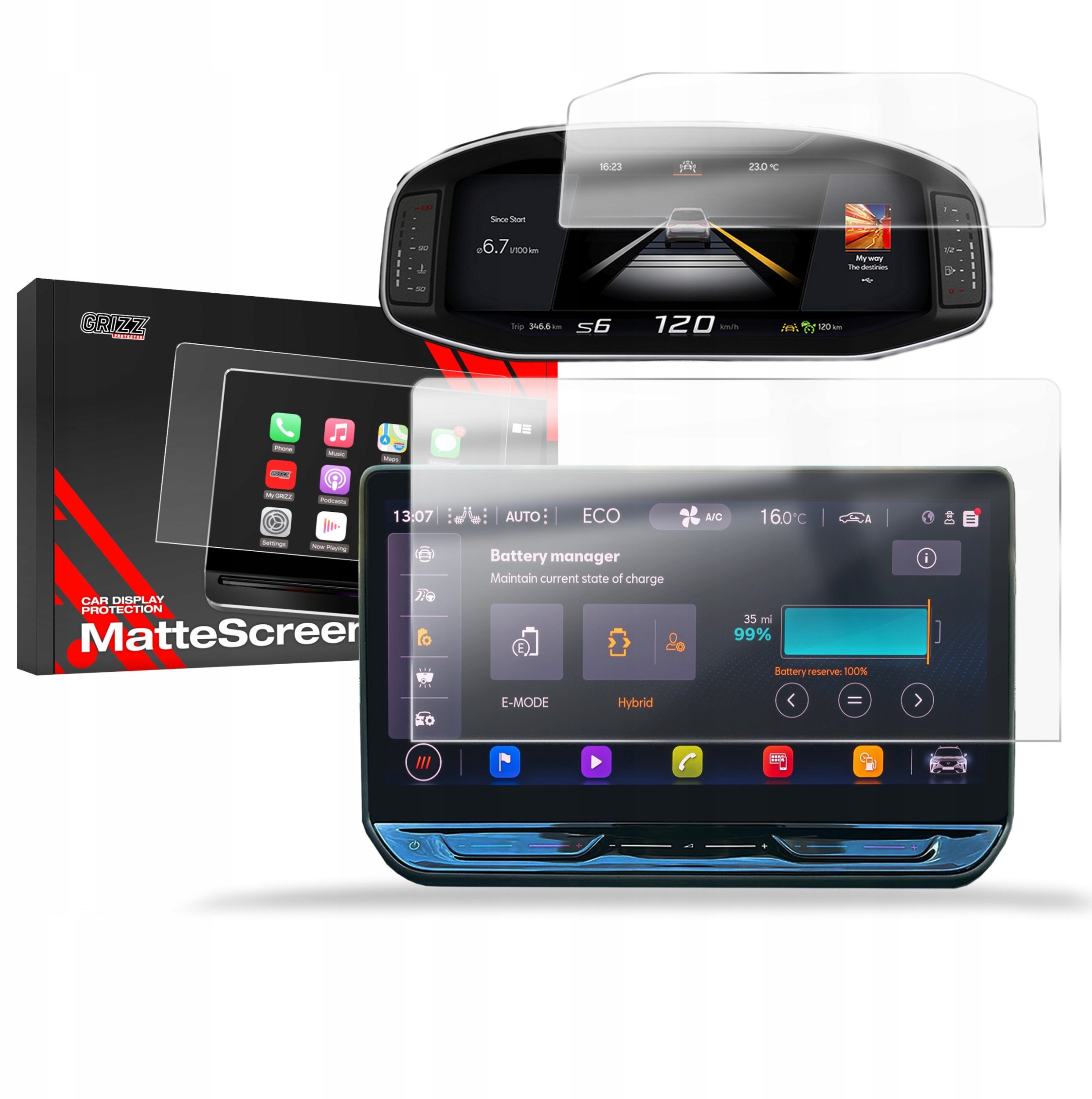 Folia matowa GrizzGlass CarDisplay Protection do Cupra Terramar 12,9“ 2024 [2w1]