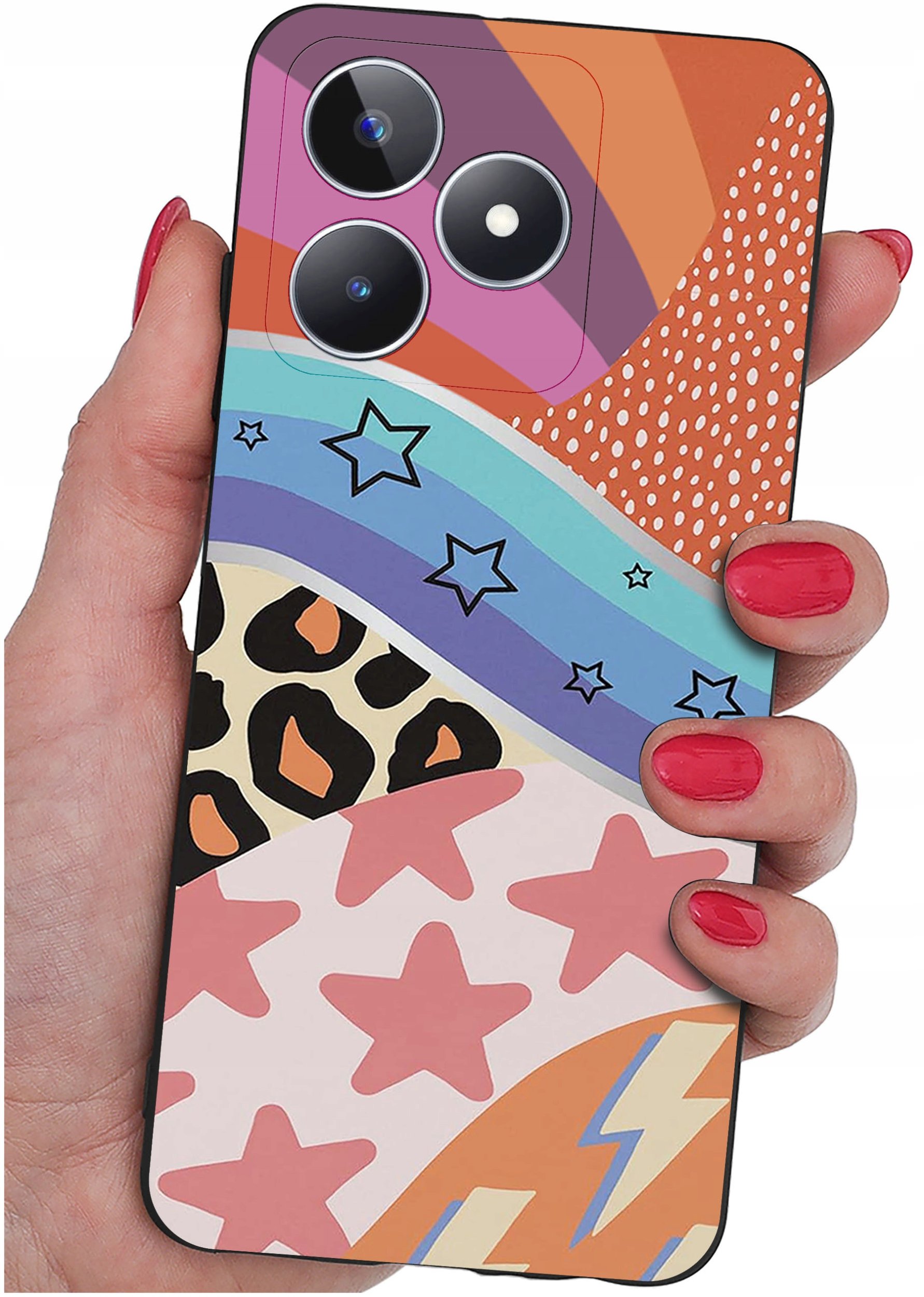 ETUI do Realme C51| C53 WZORY |SILIKONOWE MATT CASE + SZKŁO 9H