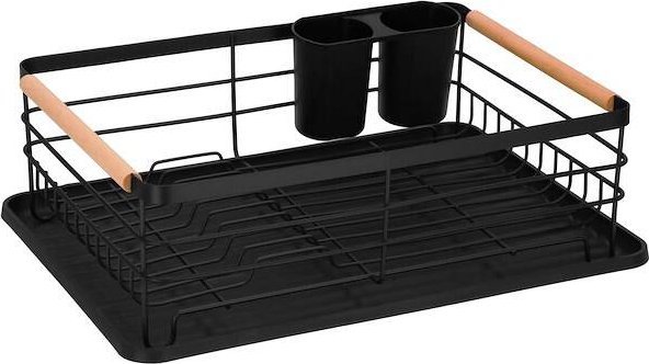 Springos Suszarka metalowa do naczyń i sztućców 42x31x13,5 cm ociekacz do naczyń czarno-brązowy UNIWERSALNY