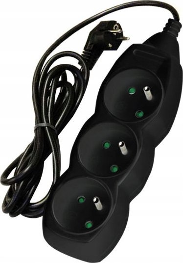 DPM Przedłużacz 3 gniazda, czarny, 1,5 m