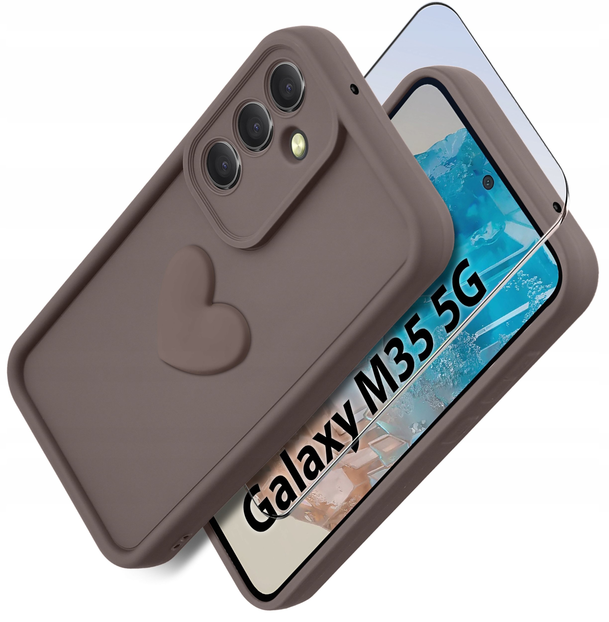 Etui do Samsung M35 5G silikonowe MATOWE serce + Szkło ochronne na ekran 9H