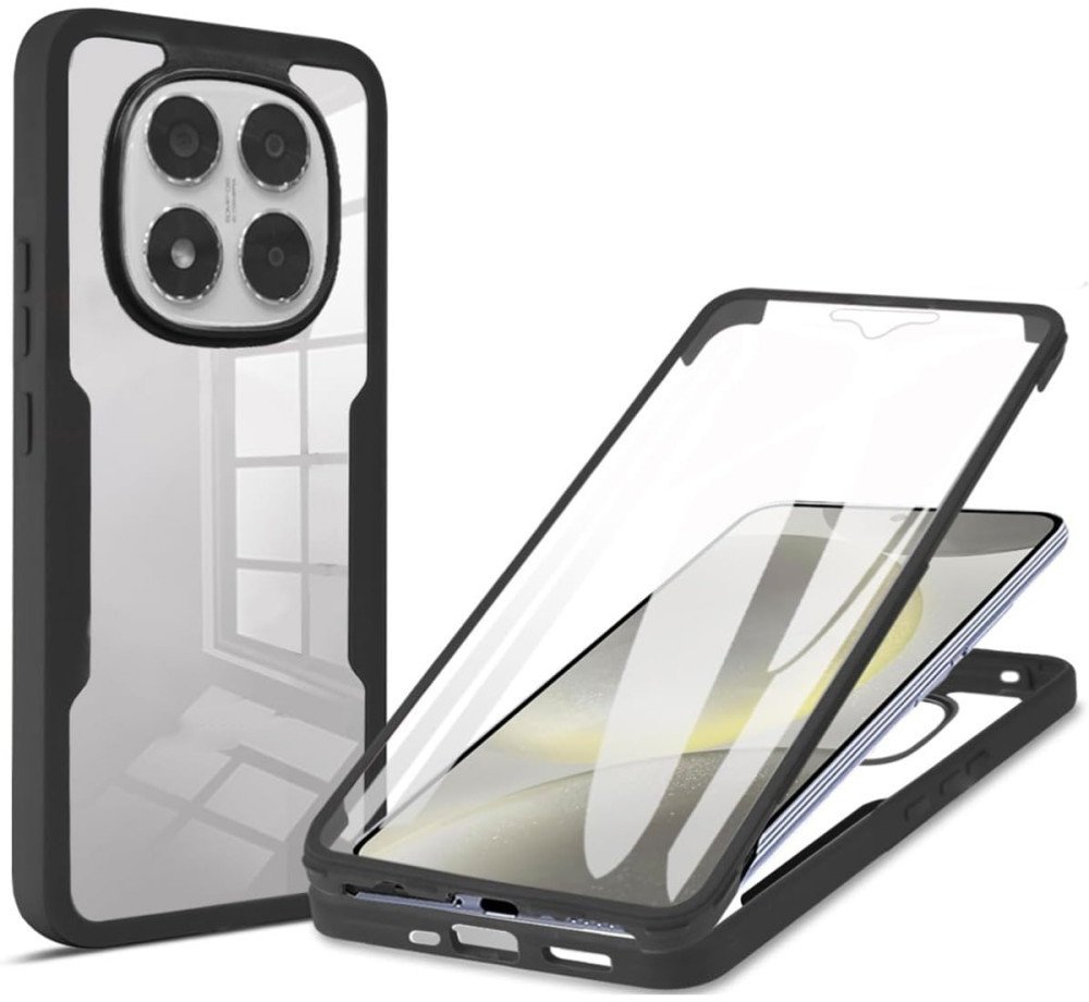 Etui pancerne 360 Supero do POCO X7, przezroczysto-czarne