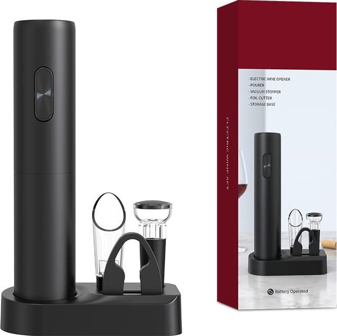Braders Korkociąg elektryczny otwieracz do wina ZESTAW + korek + nalewak