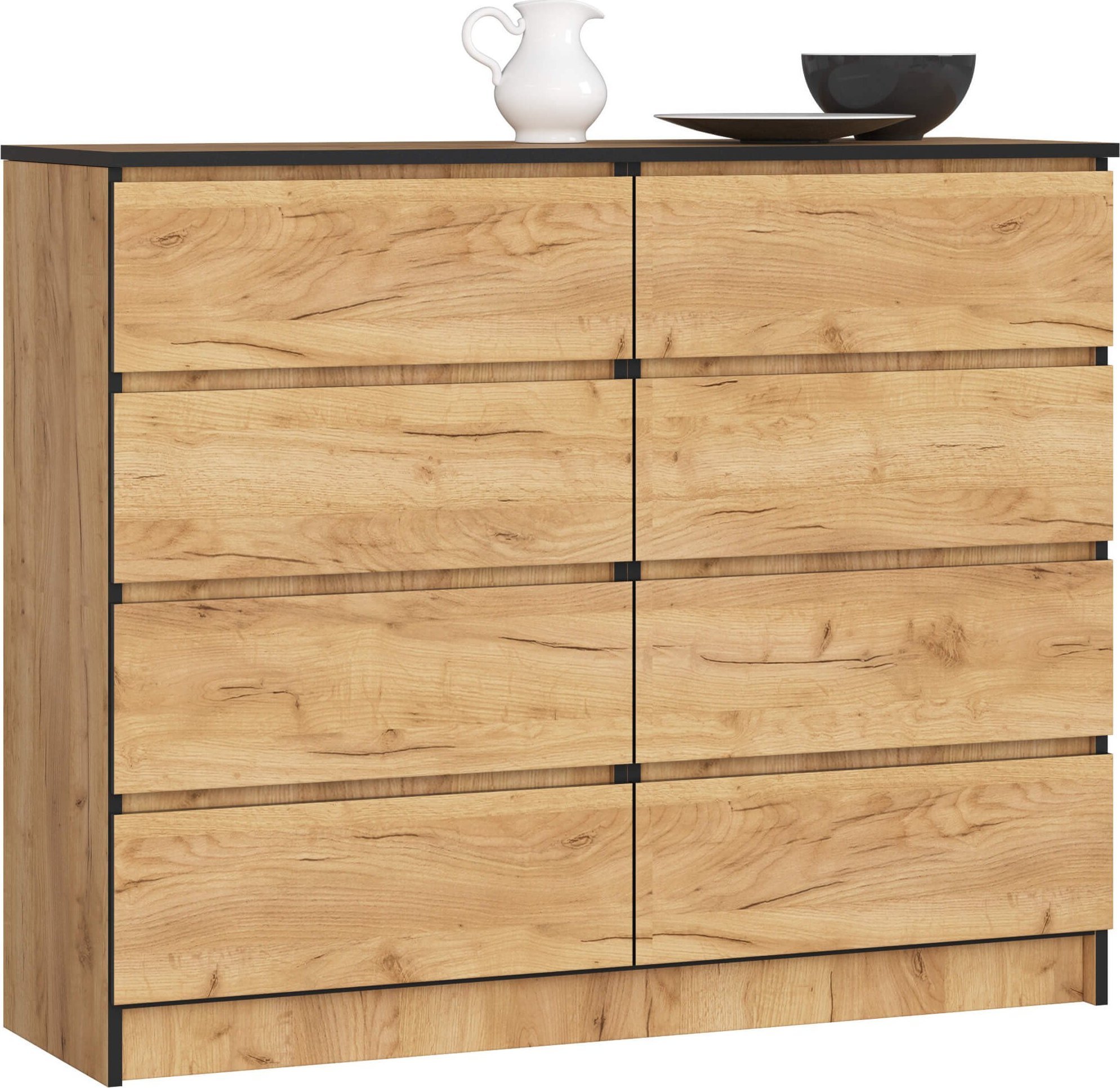 Fabryka Mebli Akord Komoda do salonu K 120 cm 8 szuflad - dąb craft