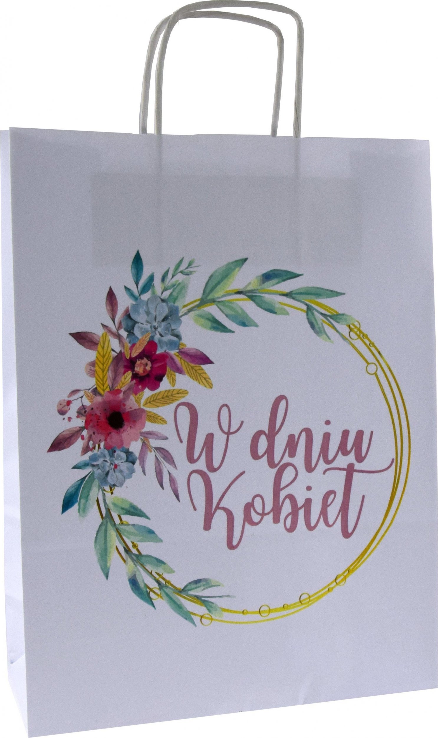 TorbyPRO torba papierowa biała A4 z nadrukiem W DNIU KOBIET