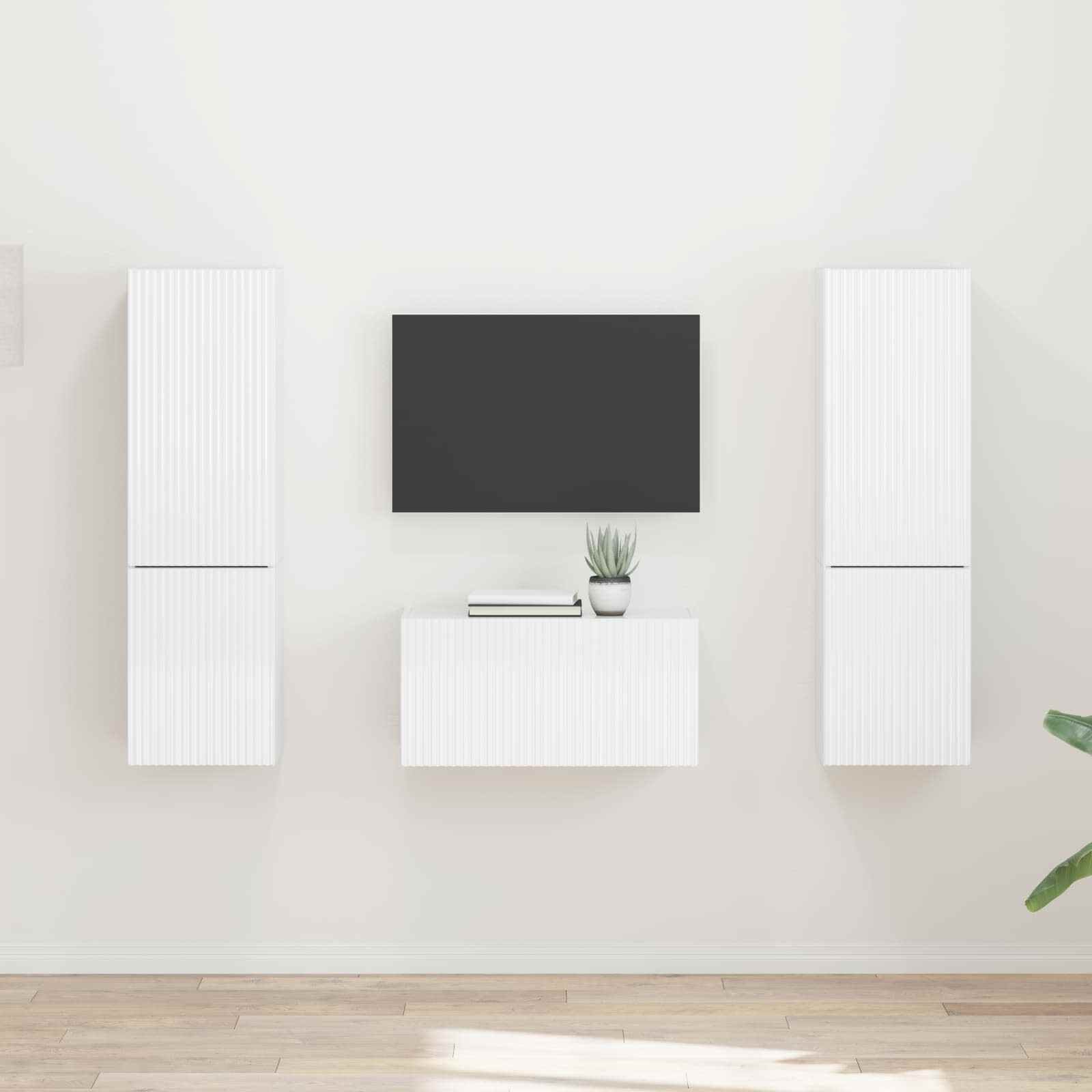 vidaXL 3 pcs Wysoki połysk biały