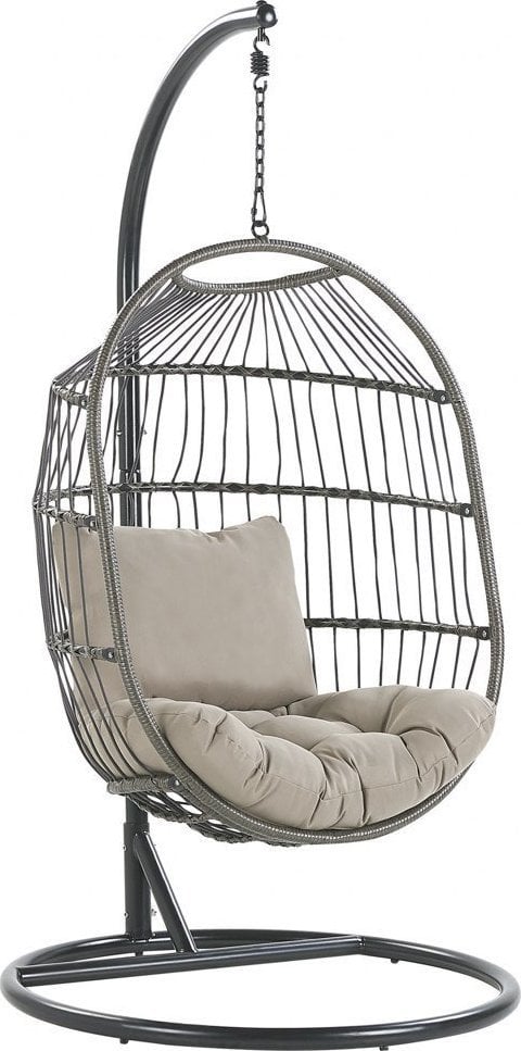 Beliani Fotel wiszący ze stojakiem z technorattanu czarny ALBA!